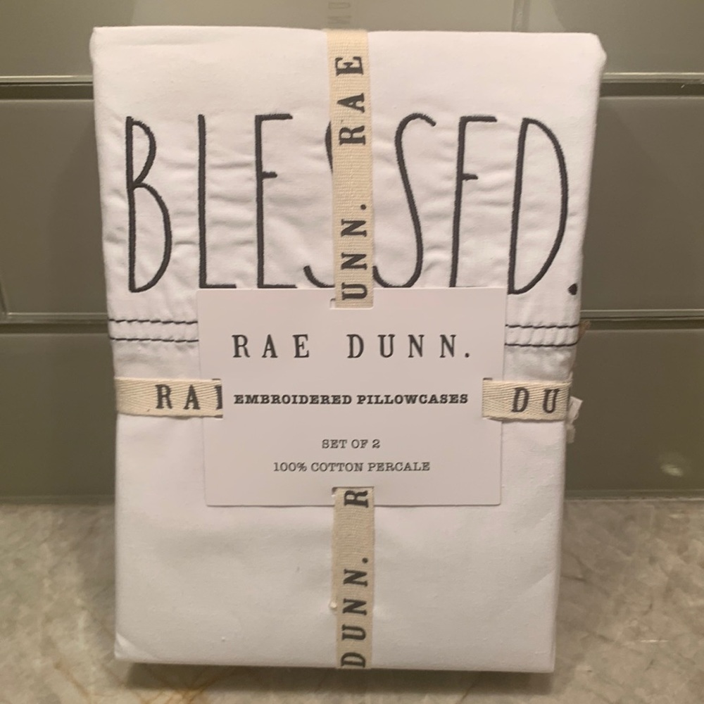 Rae Dunn pillowcases- S/2 standard- BLESSED